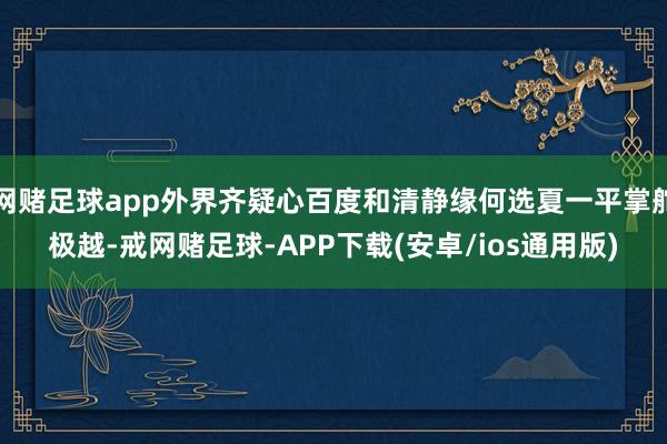 网赌足球app外界齐疑心百度和清静缘何选夏一平掌舵极越-戒网赌足球-APP下载(安卓/ios通用版)