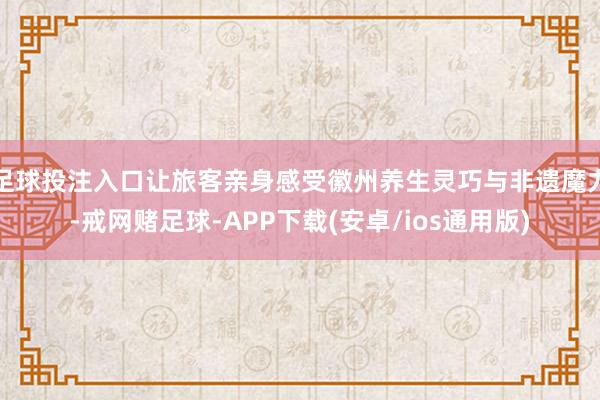 足球投注入口让旅客亲身感受徽州养生灵巧与非遗魔力-戒网赌足球-APP下载(安卓/ios通用版)