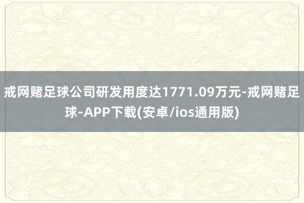 戒网赌足球公司研发用度达1771.09万元-戒网赌足球-APP下载(安卓/ios通用版)