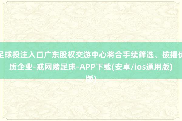 足球投注入口广东股权交游中心将合手续筛选、拔擢优质企业-戒网赌足球-APP下载(安卓/ios通用版)