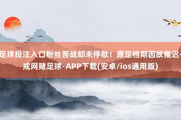 足球投注入口粉丝苦战却未停歇!原定档期因故推迟-戒网赌足球-APP下载(安卓/ios通用版)